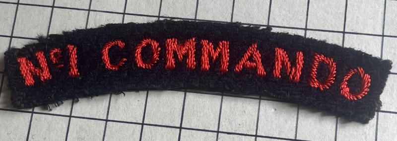 cWWII Number 1. Commando Shoulder Title Patch Badge c1940-47