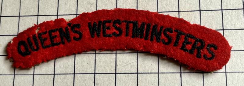 WW2 Queens Westminsters 16th County of London Regiment Shoulder Title Badge