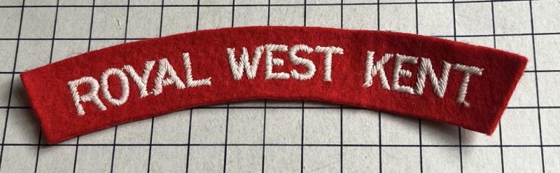 cWW2 Royal West Kent (RWK) Regiment Cloth Shoulder Title Badge