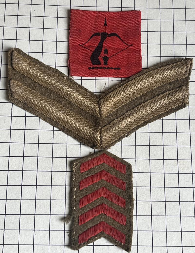 c1942 - 45 Anti-Aircraft Command Printed Formation Sign Badge Patch Cpl & Overseas Stripes