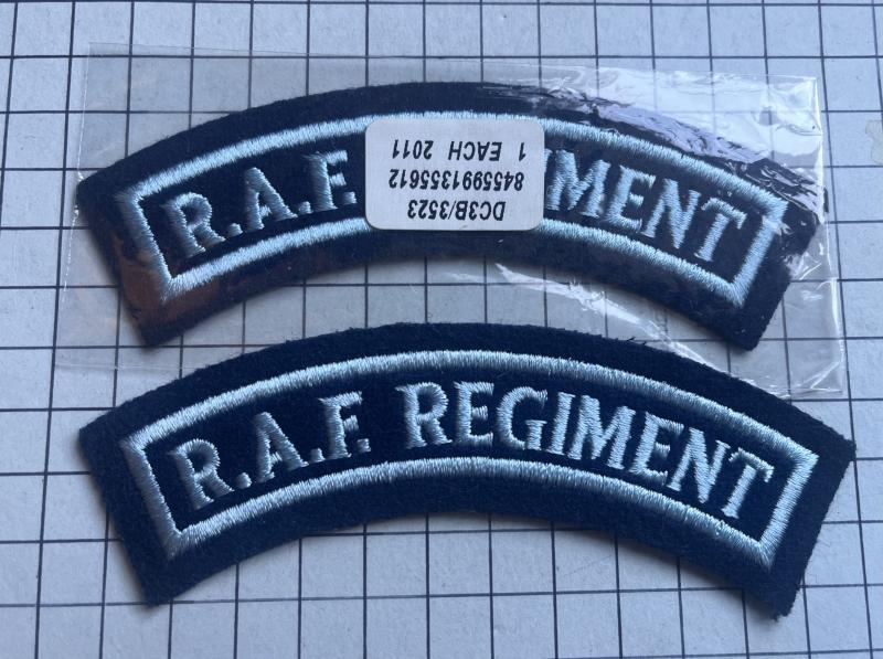 Pair of c2011 Royal Air Force (RAF) Regiment Shoulder Title Badges Patch