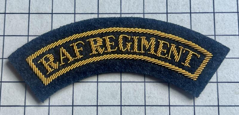 Royal Air Force (RAF) Regiment Ceremonial Wire Embroidered Shoulder Title Badge