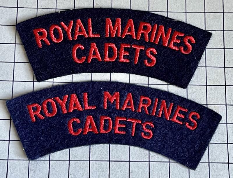 2 x Variations Royal Marines (RM) Cadet Cloth Shoulder Title Badge Patch