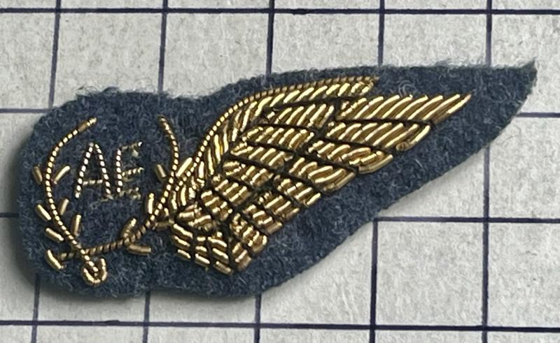 c1957-2003 Royal Air Force (RAF) Mess Dress Wire Embroidered Half Wing Aircrew Aircraft Electronics (AE) Officer Badge