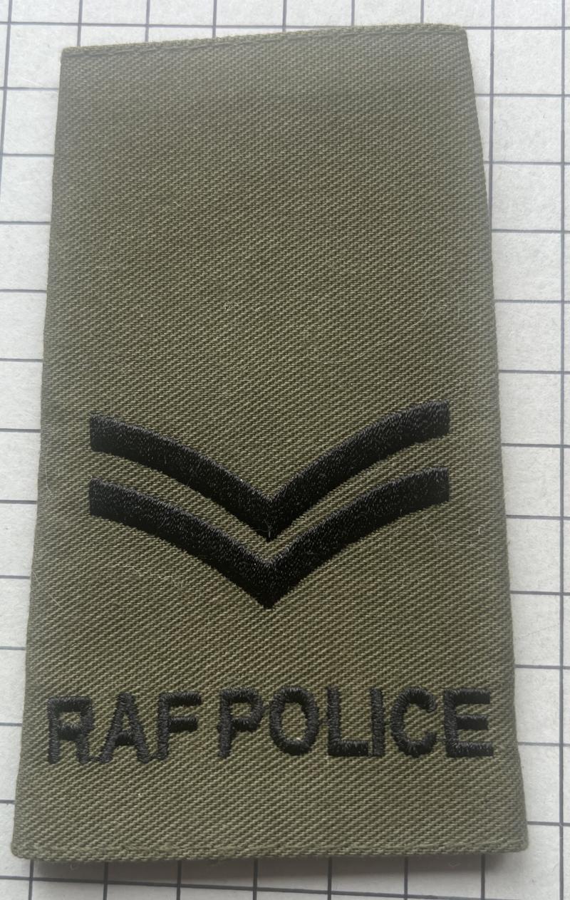 Royal Air Force (RAF) Police Cpl Rank Slide Slip-On Shoulder Title Badge