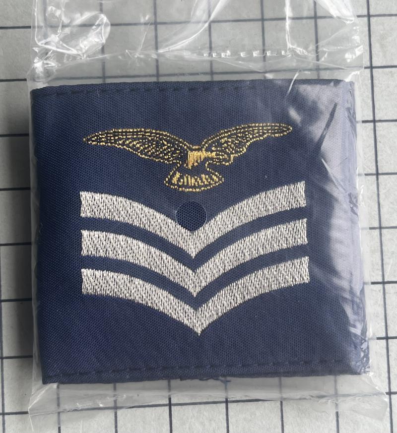 Pair of Royal Air Force (RAF) Aircrew SNCO Sergeant Rank Badge Slip-On Slide Badges