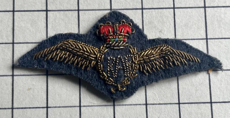 Post 1952 Royal Air Force Pilots Wing Mess Dress Wire Embroidered Badge