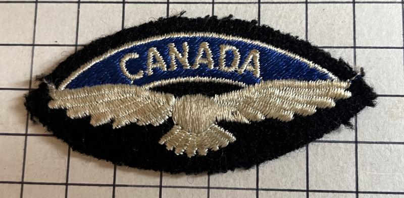 c1950s Royal Canadian Air Force (RCAF) Cloth Shoulder Title Badge Patch