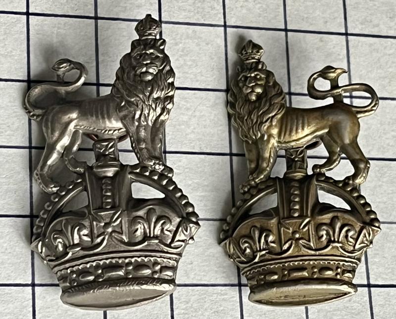 Pre 1952 Army Department Constabulary (ADC) Police Facing Pair of Large White Metal Collar Badges