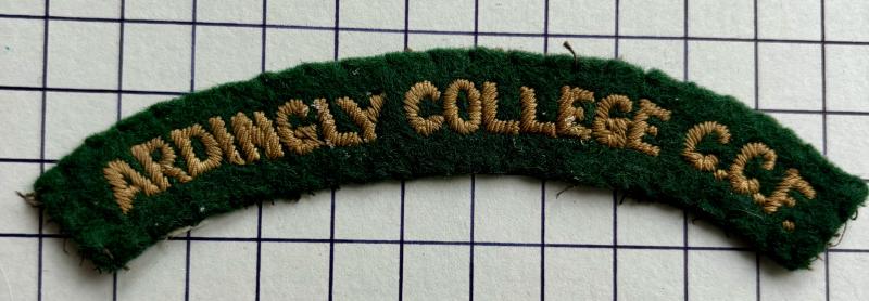 c1948-70 Rare Ardingly Sussex College Combined Cadet Force (CCF) Cloth Shoulder Title Badge