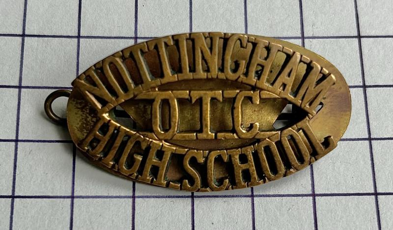 c1908-40 Nottingham High School Officers' Training Corps (OTC) College Shoulder Title Badge