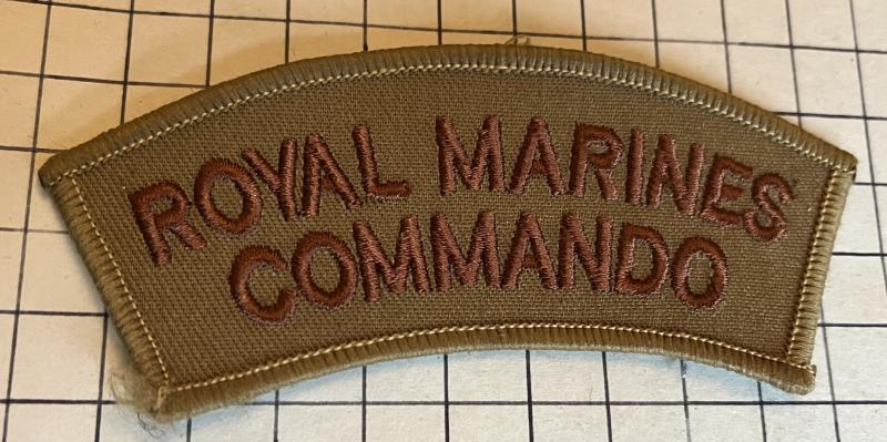 Pre- 2013 Desert Royal Marines (RM) Commando Cloth Shoulder Title Badge