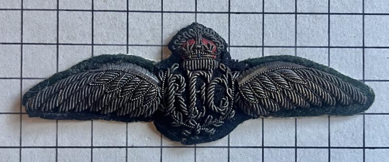 c1912-18, WW1 Royal Flying Corps (RFC) Pilot Bullion Cloth Wing Badge