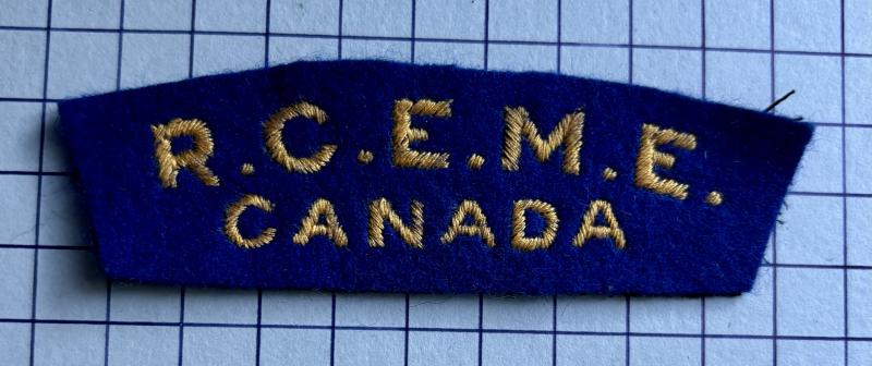 Royal Canadian Electrical Mechanical Engineers (RCEME) Canadian Cloth Shoulder Title Badge