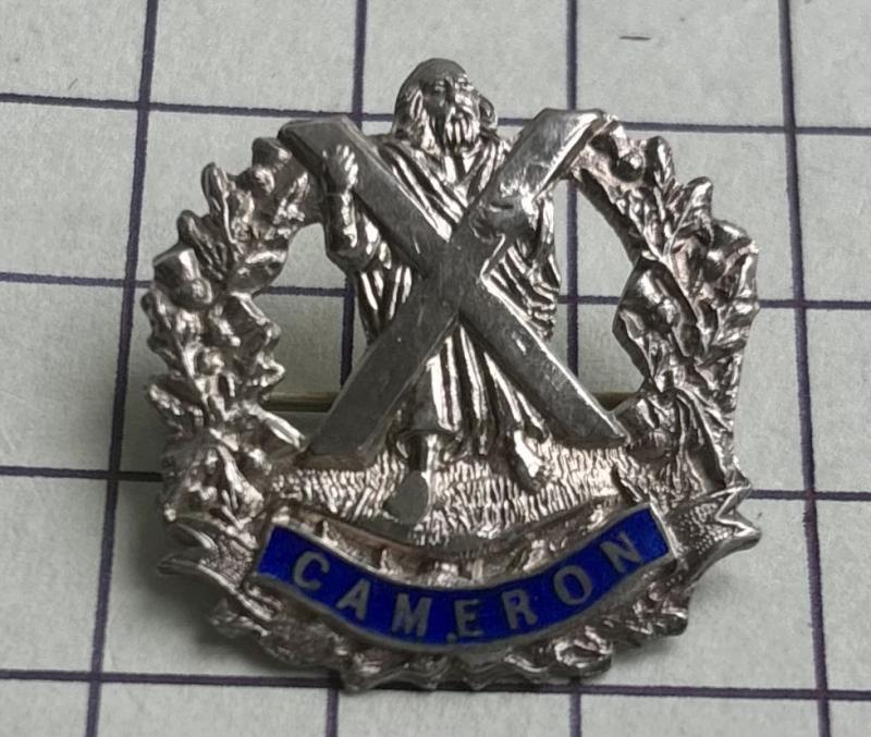 WW1 Queen's Own Cameron Highlanders' Hallmarked 1916 Silver Sweetheart Brooch Badge