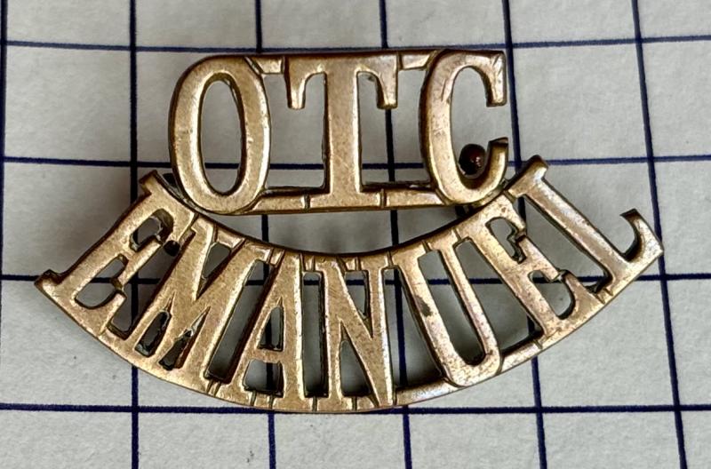 Emanuel School London Officer Training Corps (OTC) Brass Shoulder Title Badge