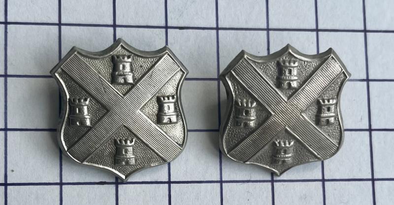 cPre1967 British Plymouth Police Constabulary White Metal Collar Badges