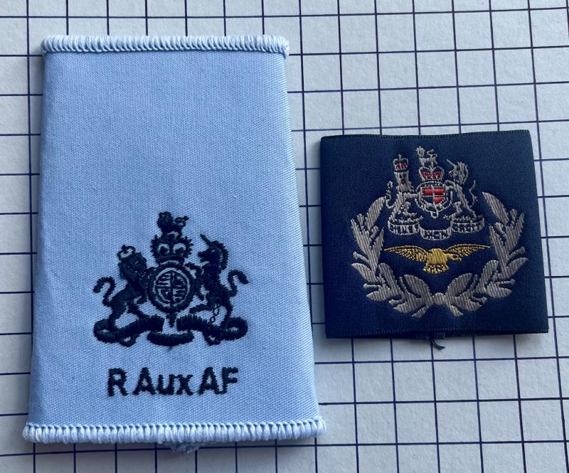 Royal Air Force (RAF) Auxiliaries Reserves Warrant Officer Rank Slide Shoulder Title & Master Aircrew WO Badges