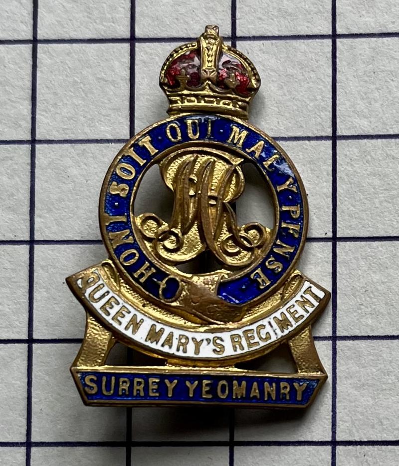 The Surrey Yeomanry (Queen Mary's Regiment) Sweetheart Badge