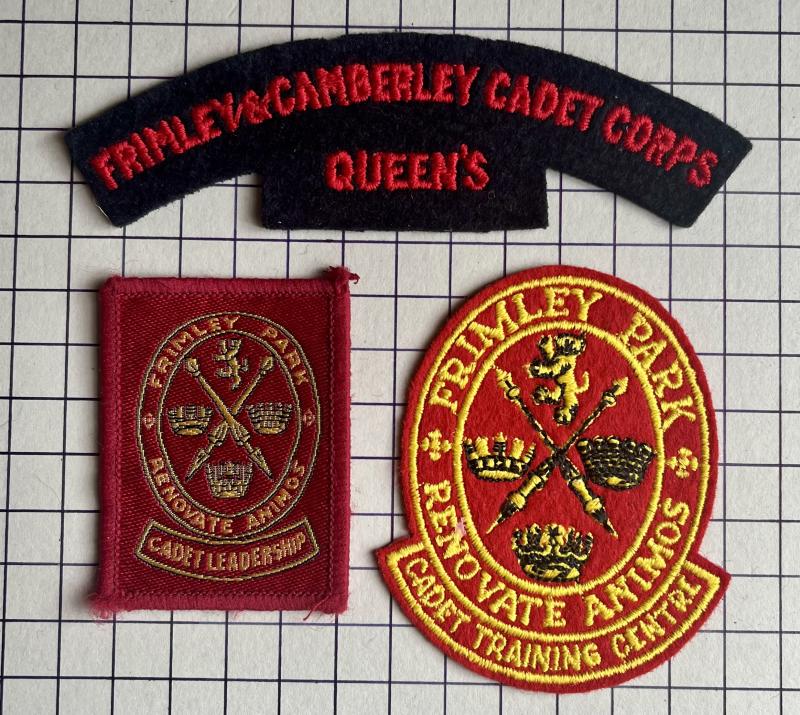 Frimley and Camberley Surrey Cadet Corps / Queen's Cloth Shoulder Title and Frimley Park Cadet Training Centre Patches