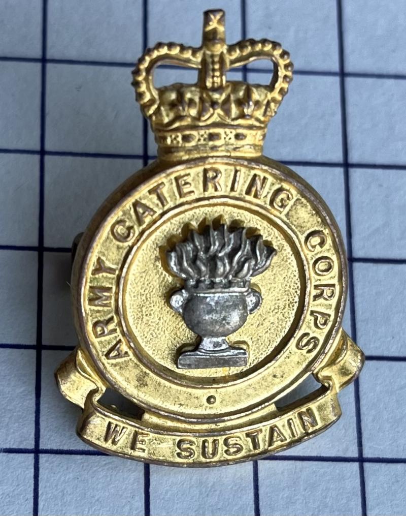 Army Catering Corps (ACC) Officer Dress Silver Plate and Gilt Cap Badge