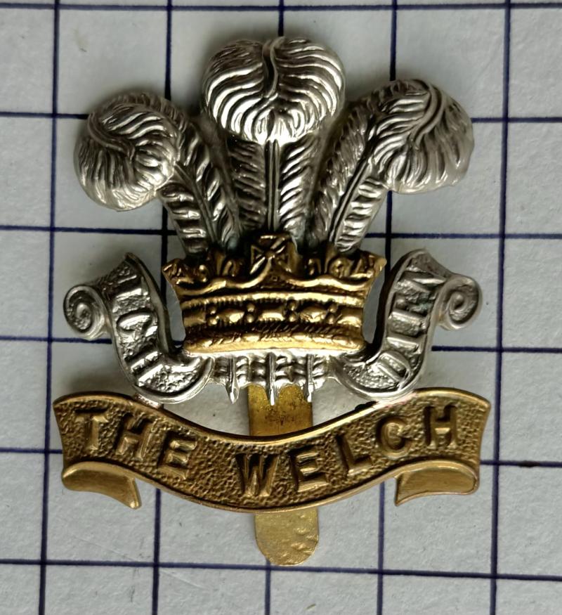 Post 1920 The Welch Regiment Bi-Metal Cap Badge