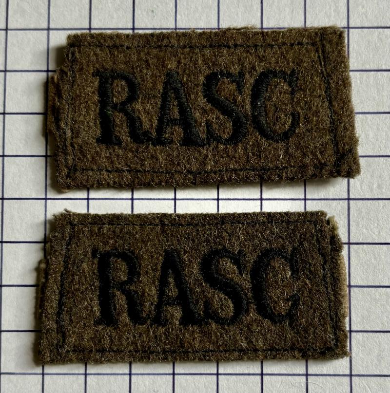 cWW2 British Royal Army Service Corps (RASC) Slip-On Shoulder Title Patches