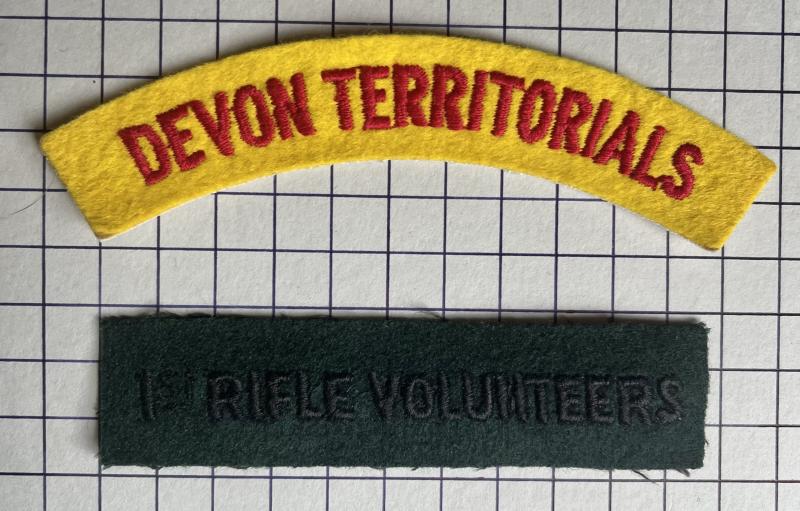 Devon Territorials 1st Rifle Volunteers Combination Battle Dress Shoulder Title