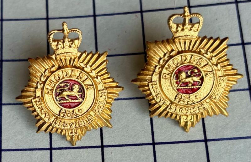 c1964-70 Rhodesian Army Service Corps Pair of Officer Collar Badges