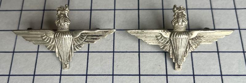 Pair of Pre-1952 Parachute Regiment White Metal Collar Badges