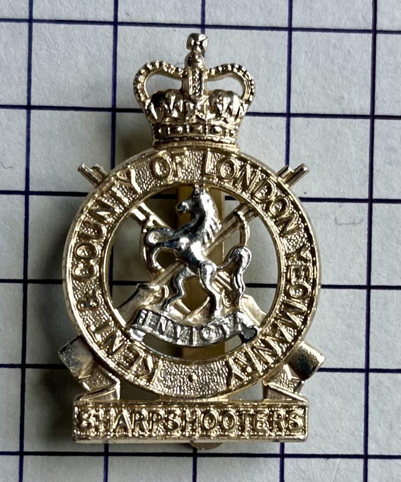 Kent & County of London Yeomanry (Sharpshooters) Staybrite Anodised Aluminium (AA) Cap Badge