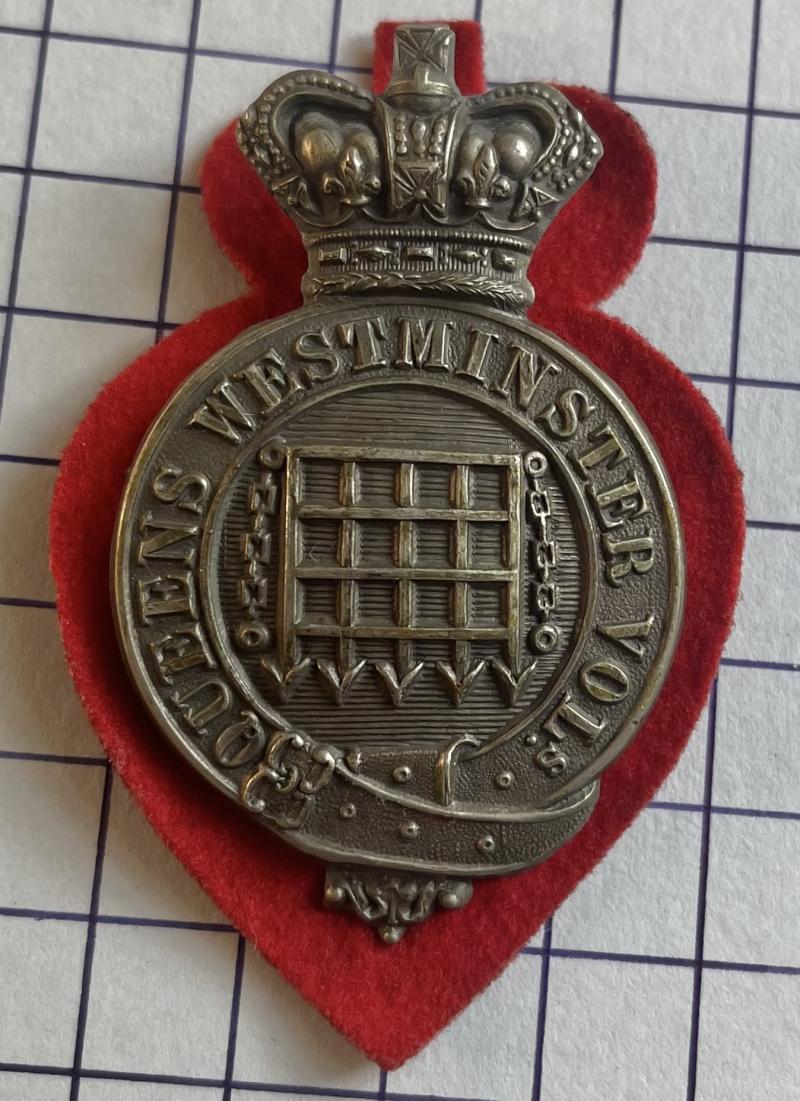 Victorian 13th Middlesex Rifle Volunteer Corps (Queen's Westminster Vols ORs Glengarry Badge c1878