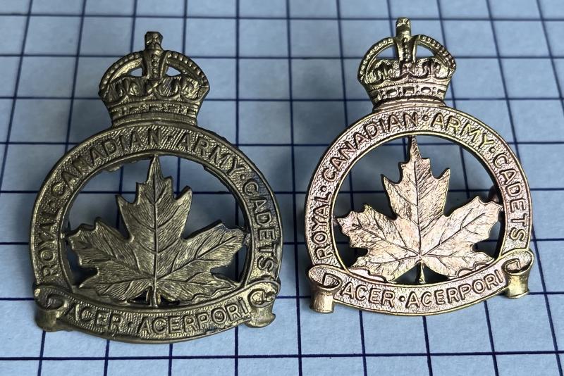 c1942-52 Royal Canadian Army Cadet Force Cap Badges 2 x Variations