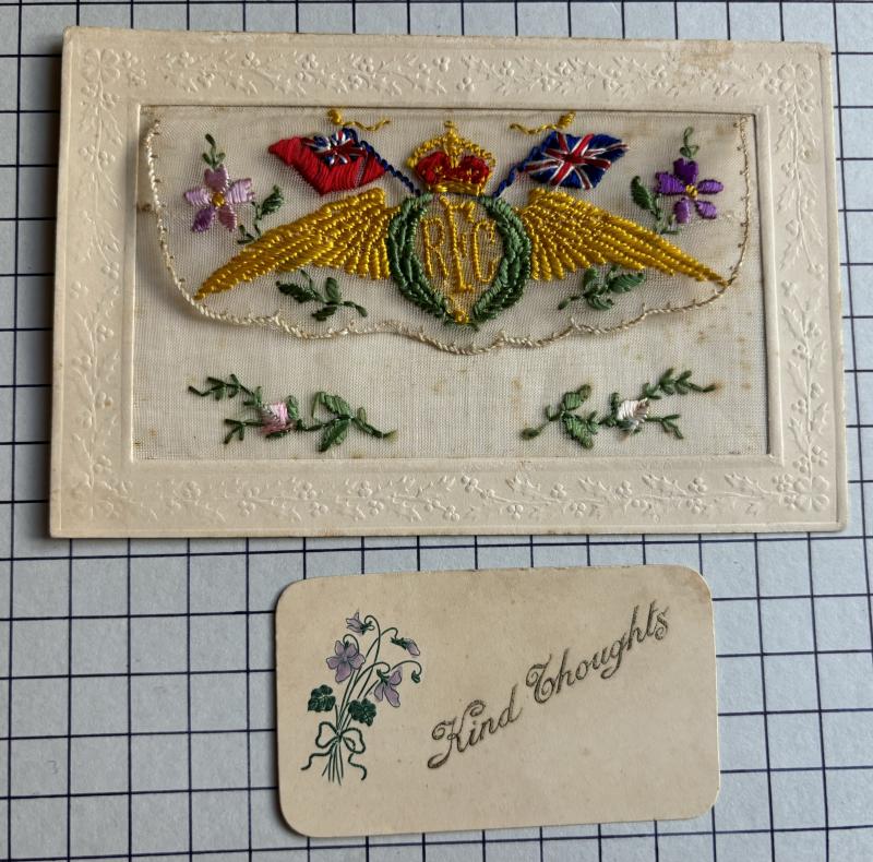 WW1 Royal Flying Corps (RFC) Silk France Made Postcard