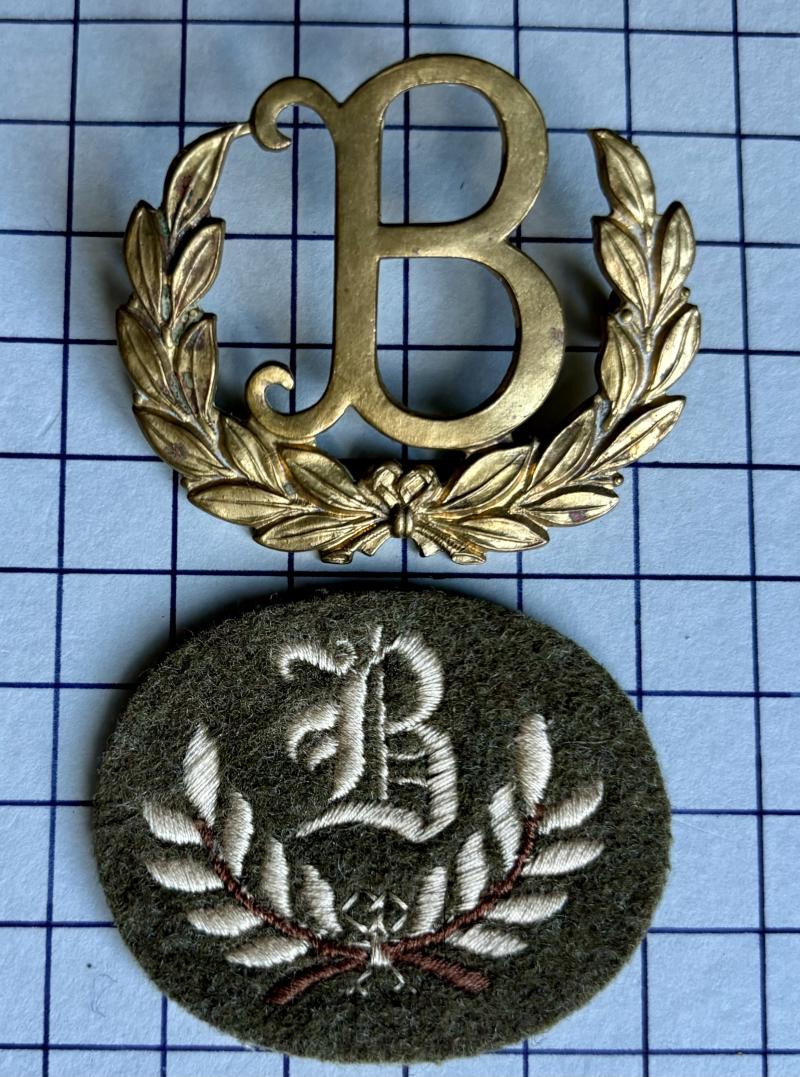 c1950s 'B' Group Tradesman Trade Qualification Patch and Brass Metal Badge Versions