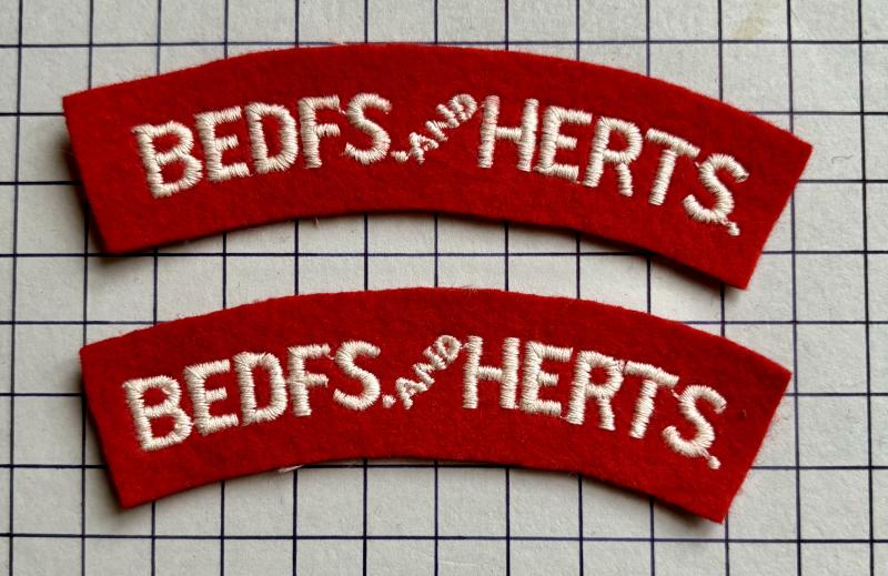 c1950s Pair of Bedfordshire and Hertfordshire Shoulder Title Patches