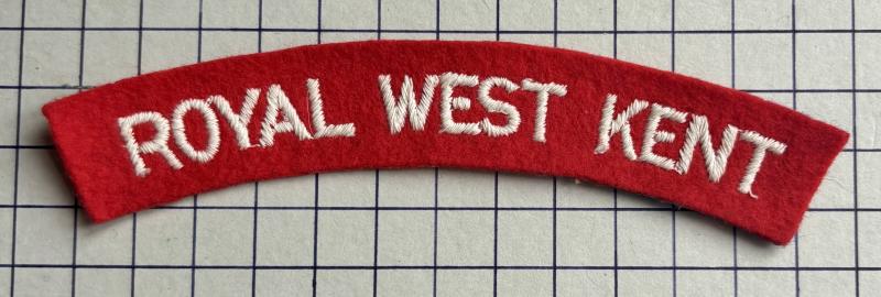 cWW2 Royal West Kent (RWK) Regiment Cloth Shoulder Title Badge