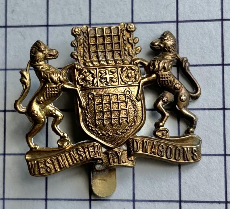 Westminster (Yeomanry) Dragoons Territorial Yeo (TY) Scroll Brass Cap Badge