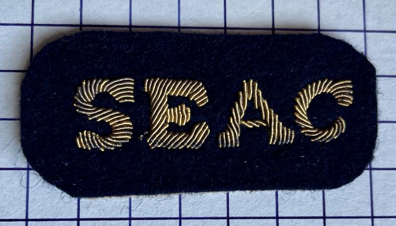 South East Asia Command (SEAC) c1943-46 Officer Pattern Shoulder Title Badge