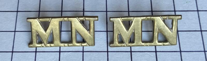 Pair of c1960s Merchant Navy (MN) Sea Training School Brass Shoulder Title Badges