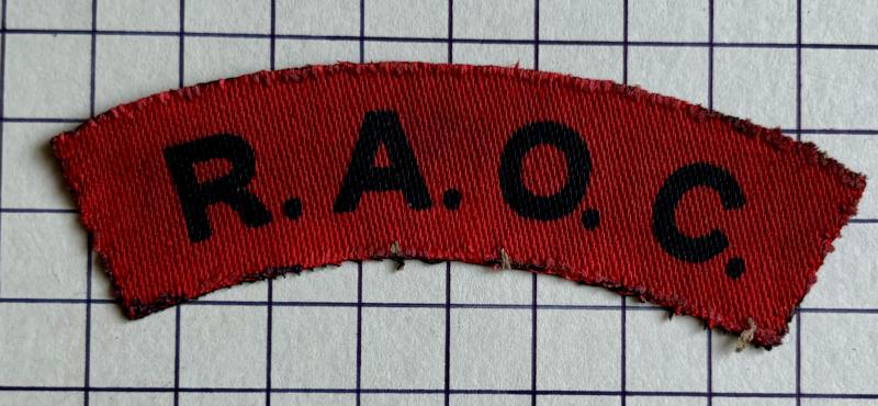 cWW2 Royal Army Ordnance Corps (RAOC) Printed Shoulder Title Badge