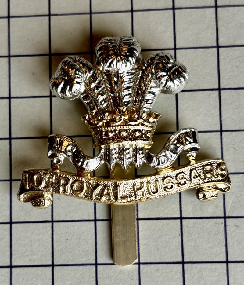 The 10th Royal Hussars (PWO) Anodised Aluminium Cap Badge Firmin