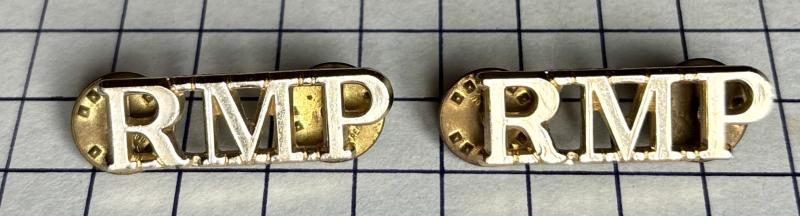 Pair of Royal Military Police (RMP) Anodised Aluminium Shoulder Title Badges