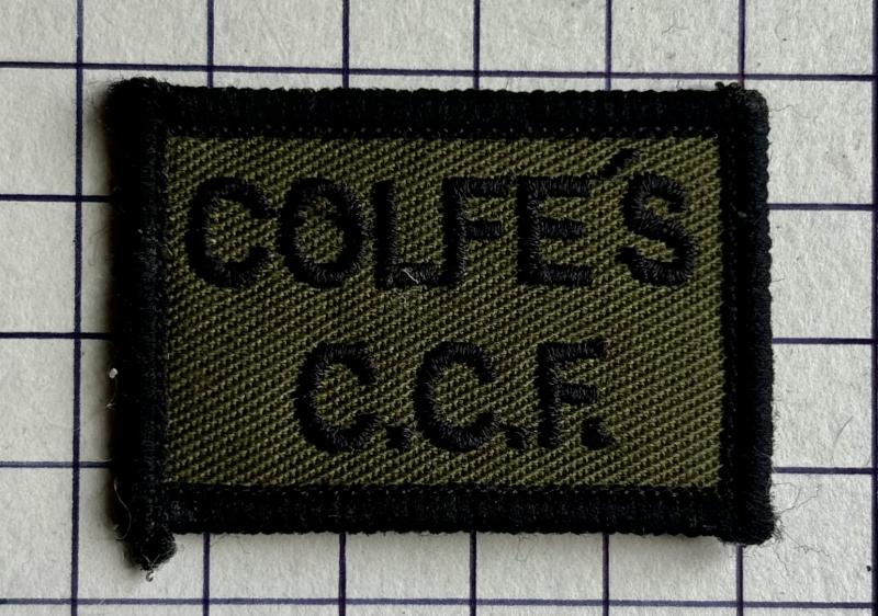 Subdued Colfe's School London Combined Cadet Force (CCF) Cloth Shoulder Title Badge