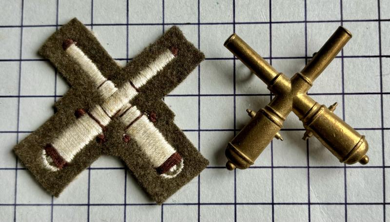 Royal Artillery (RA) Brass & Cloth Gunnery Instructor Badges