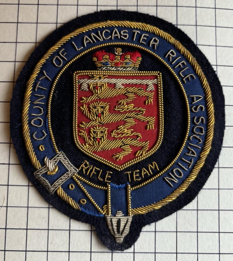 County of Lancaster Rifle Association Team Large Wire Embroidered Blazer Patch Badge