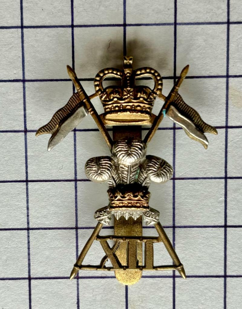 c1952-1960 12th (Prince of Wales's) Royal Lancers Cap Badge