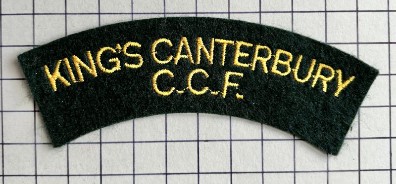 King's Canterbury Kent Combined Cadet Force (CCF) Cloth Shoulder Title Badge