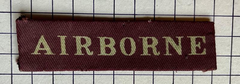 cWW2 Airborne Forces Printed Cloth 'Strip' Shoulder Title Arm Badge