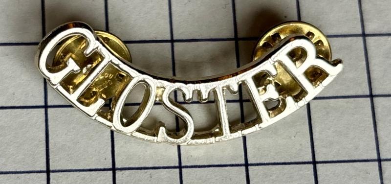 Gloucestershire Regiment 'Last Pattern' Anodised Aluminium on Pins Shoulder Title Badge